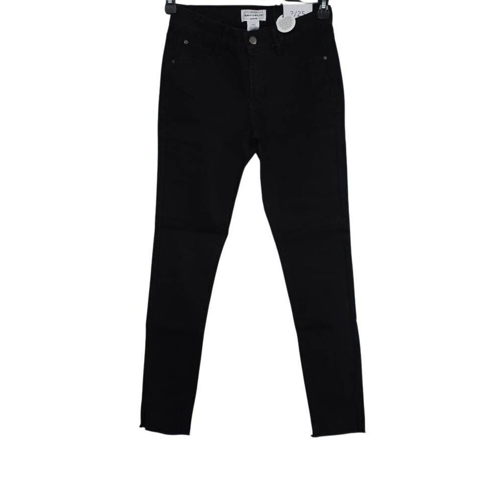 For the Republic Denim Women's Size 2/25 Black Ankle Raw Hem Skinny Jeans